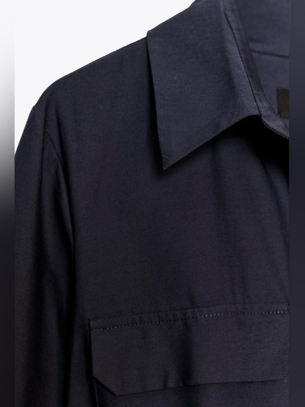 Zara Cotton Poplin Navy Shirt Dress Long Sleeves Turn-Down Collar Pockets Small - Picture 7 of 14
